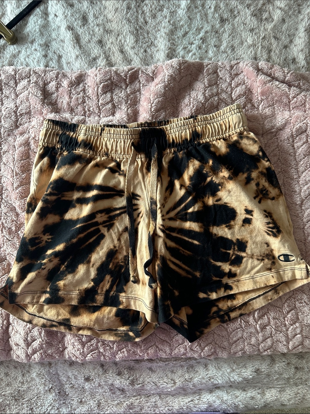 Champion Tie-Dye Black and Tan Athletic Shorts